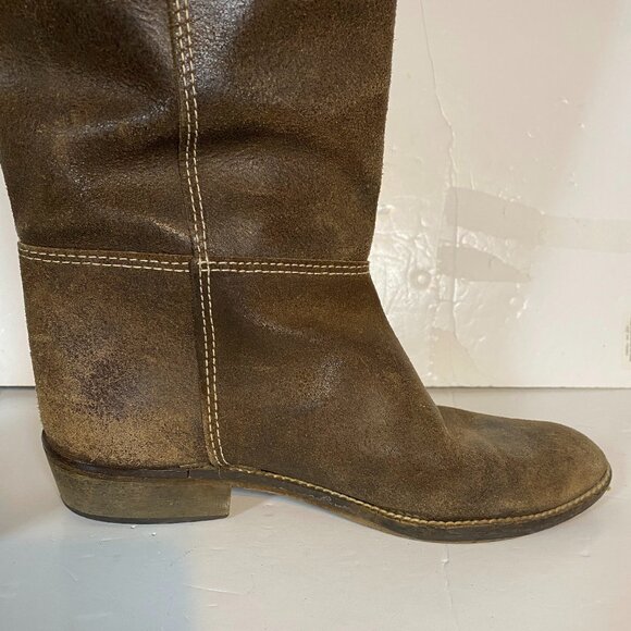 Markee Made in Italy Distressed Brown Leather Women's Knee-High Boots Size 7 - Picture 10 of 15